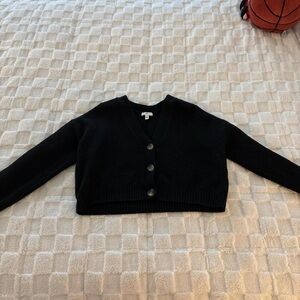Black V-Neck Button-Up Women's Sweater